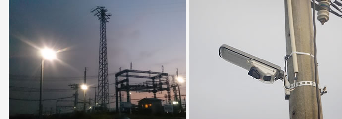 高速道路SAの喫煙ブース用照明として設置したミドルキャパプラスポールなしタイプMDC-01L。写真は照明部分です。ソーラーパネルはブース外、LED灯具はブース内にと設置する事が出来ます。